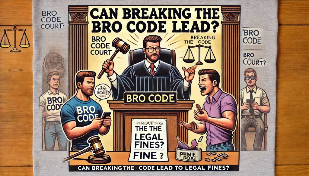 Humorous 'Bro Code Court' scene with a judge and arguing bros